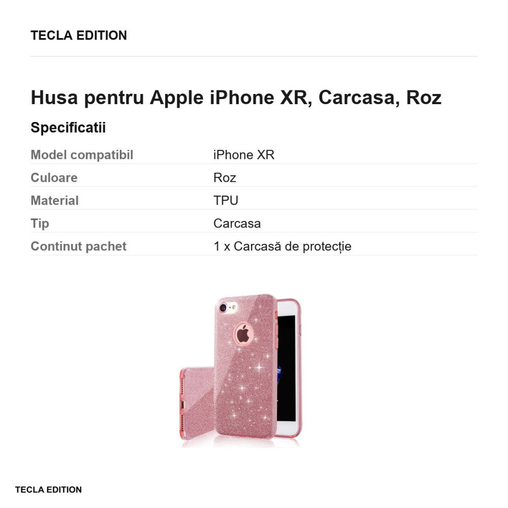 Husa Glitter 3in1 pentru Apple iPhone XR, Carcasa, Roz [3]