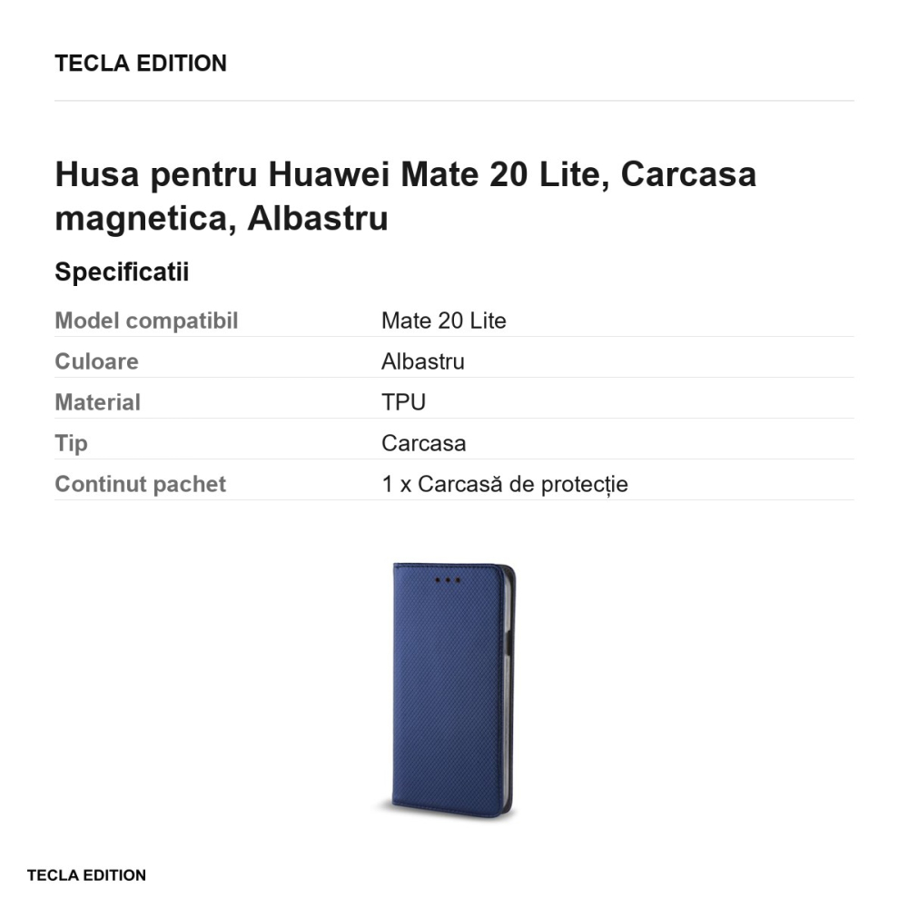 Husa pentru Huawei Mate 20 Lite, tip carte cu inchidere magnetica, Albastru [3]