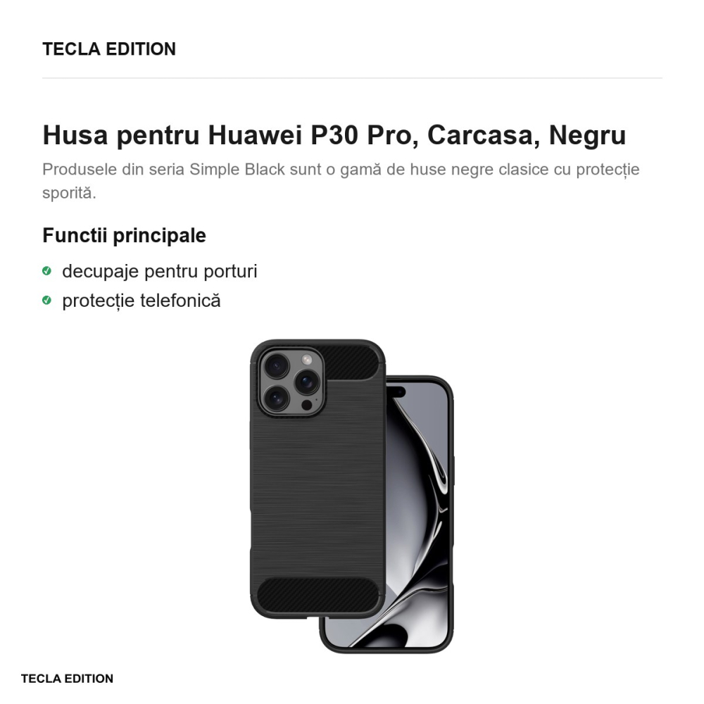 Husa Simple Black pentru Huawei P30 Pro, Carcasa, Negru [2]