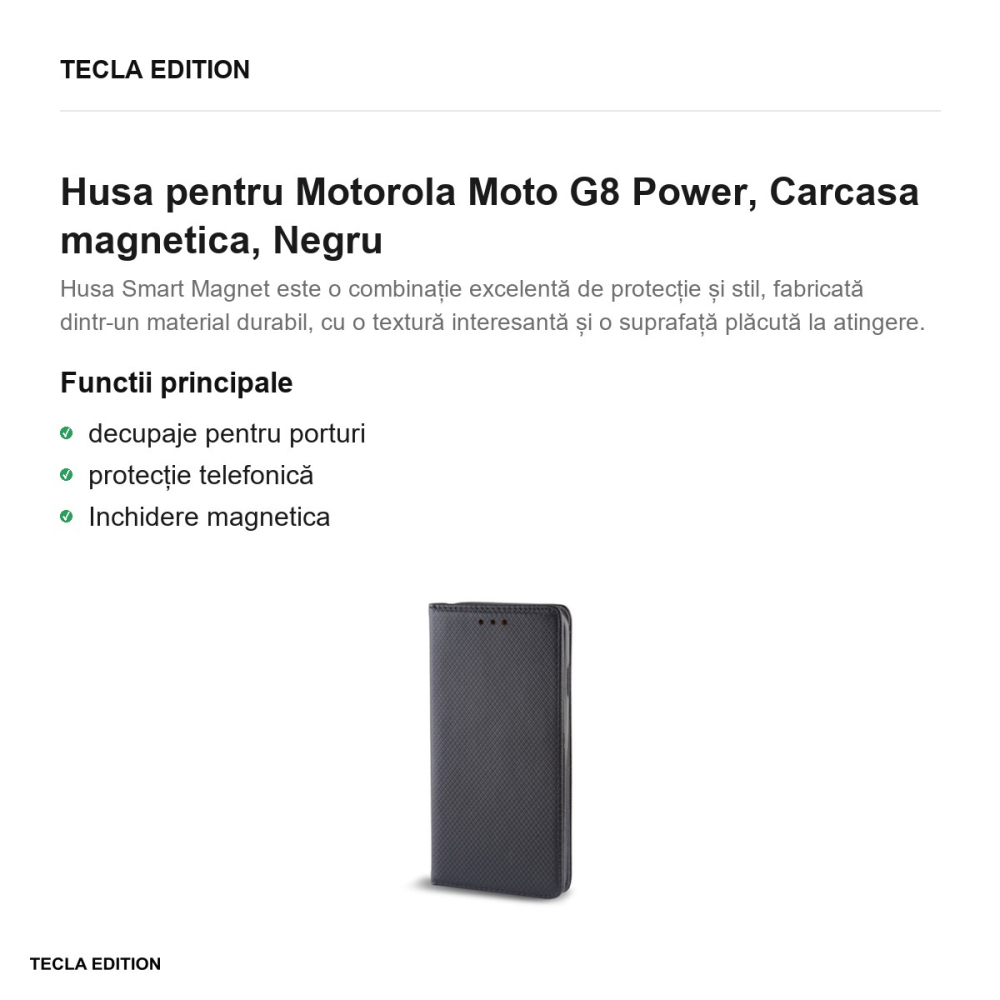 Husa pentru Motorola Moto G8 Power, Carcasa magnetica, Negru [2]