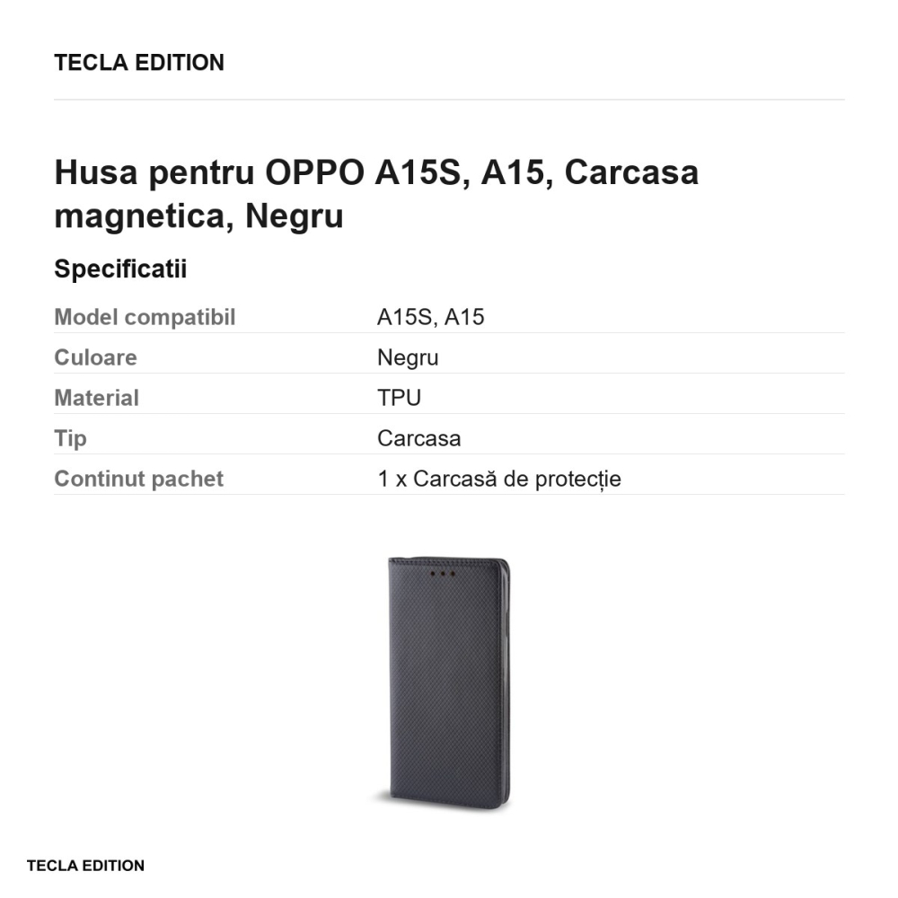 Husa pentru OPPO A15S, A15, Carcasa magnetica, Negru [3]