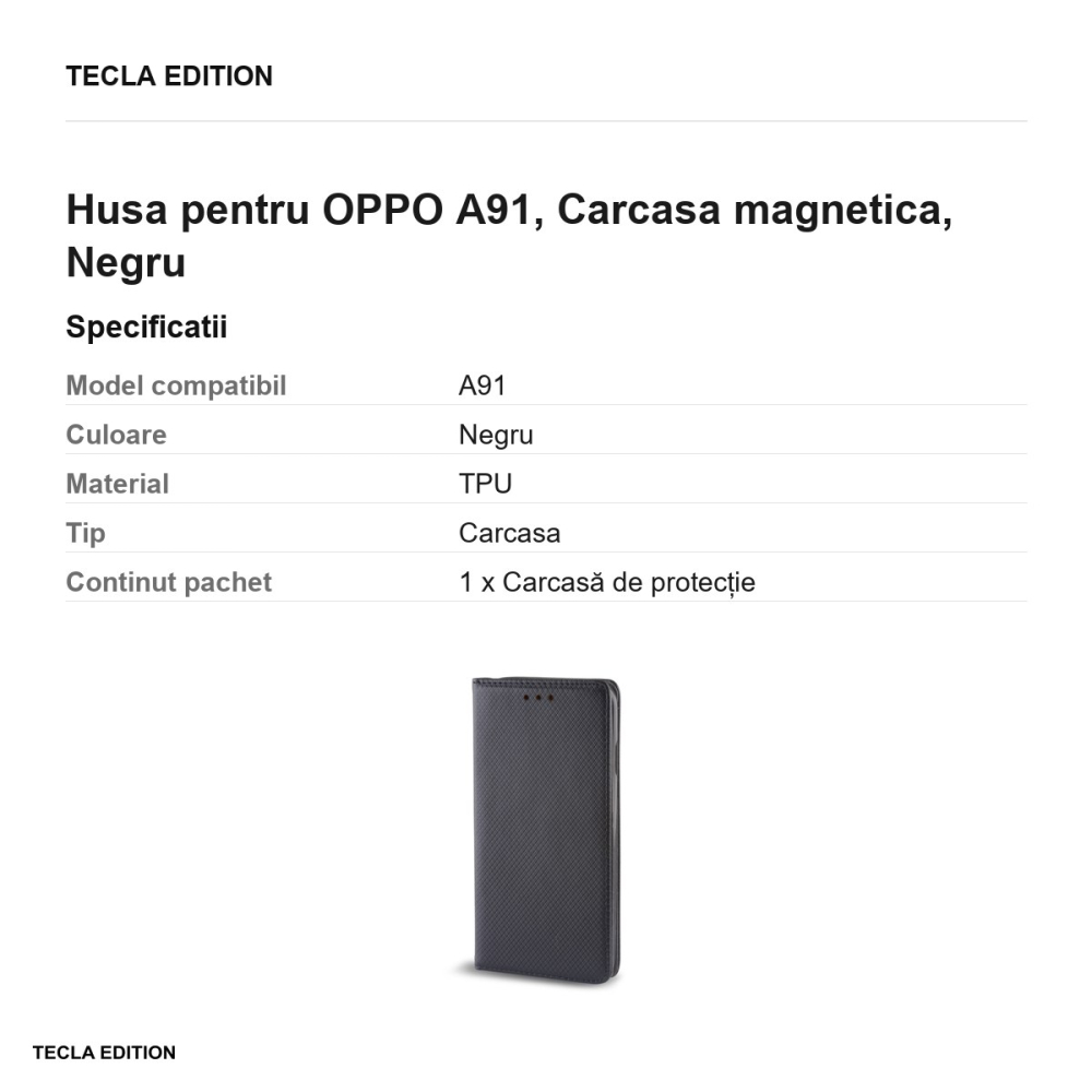 Husa pentru OPPO A91, Carcasa magnetica, Negru [3]