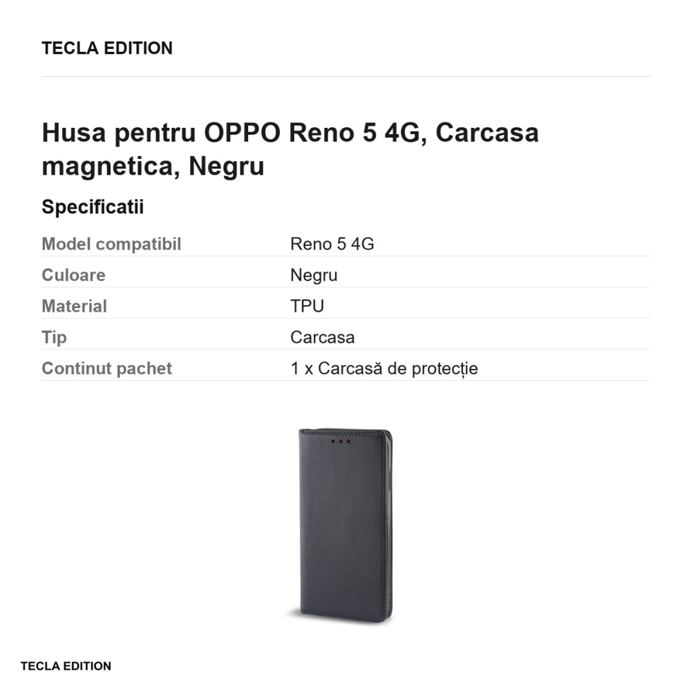 Husa pentru OPPO Reno 5 4G, Carcasa magnetica, Negru [3]