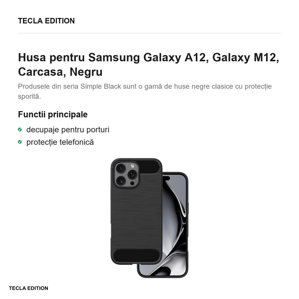 Husa pentru Samsung Galaxy A12, Galaxy M12, Carcasa, Negru [2]