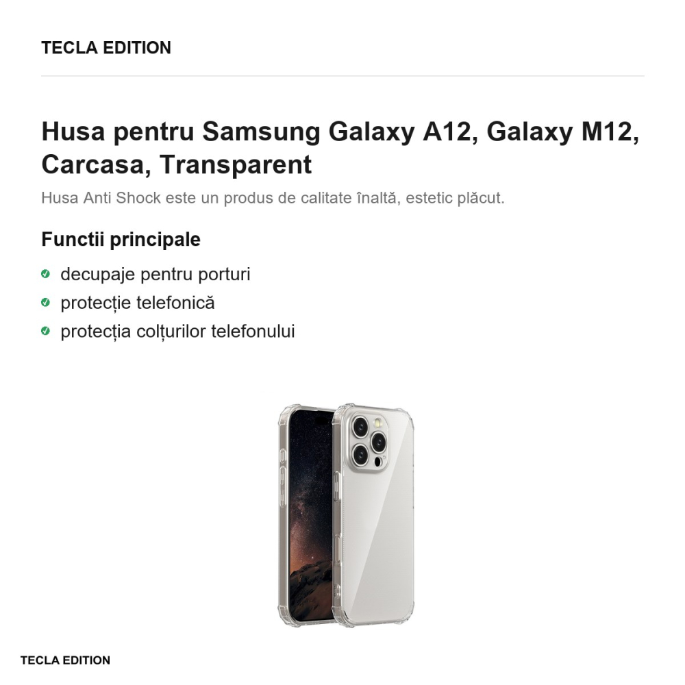 Husa pentru Samsung Galaxy A12, Galaxy M12, Carcasa, Transparent [2]
