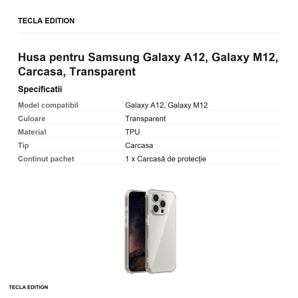 Husa pentru Samsung Galaxy A12, Galaxy M12, Carcasa, Transparent [3]