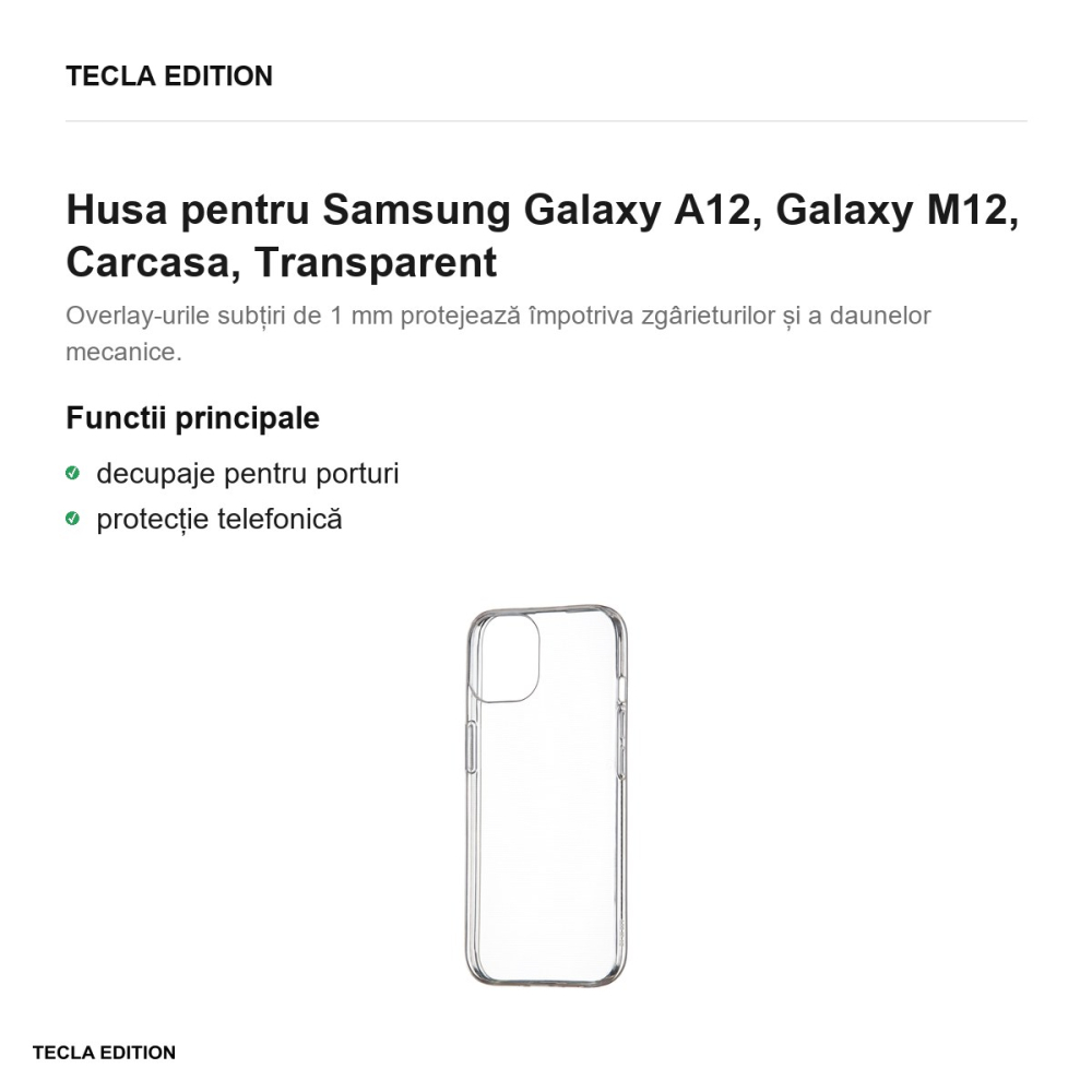 Husa pentru Samsung Galaxy A12, Galaxy M12, Carcasa, Transparent [2]