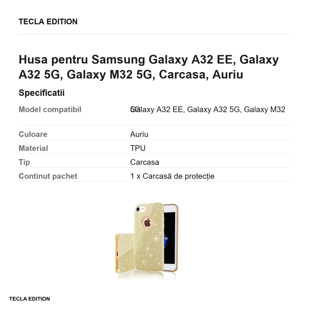 Husa pentru Samsung Galaxy A32 EE, Galaxy A32 5G, Galaxy M32 5G, Carcasa, Auriu [3]