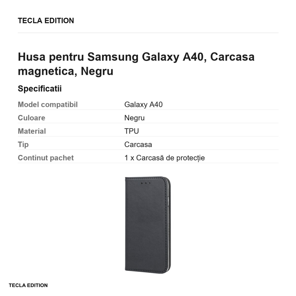 Husa pentru Samsung Galaxy A40, Carcasa magnetica, Negru [3]