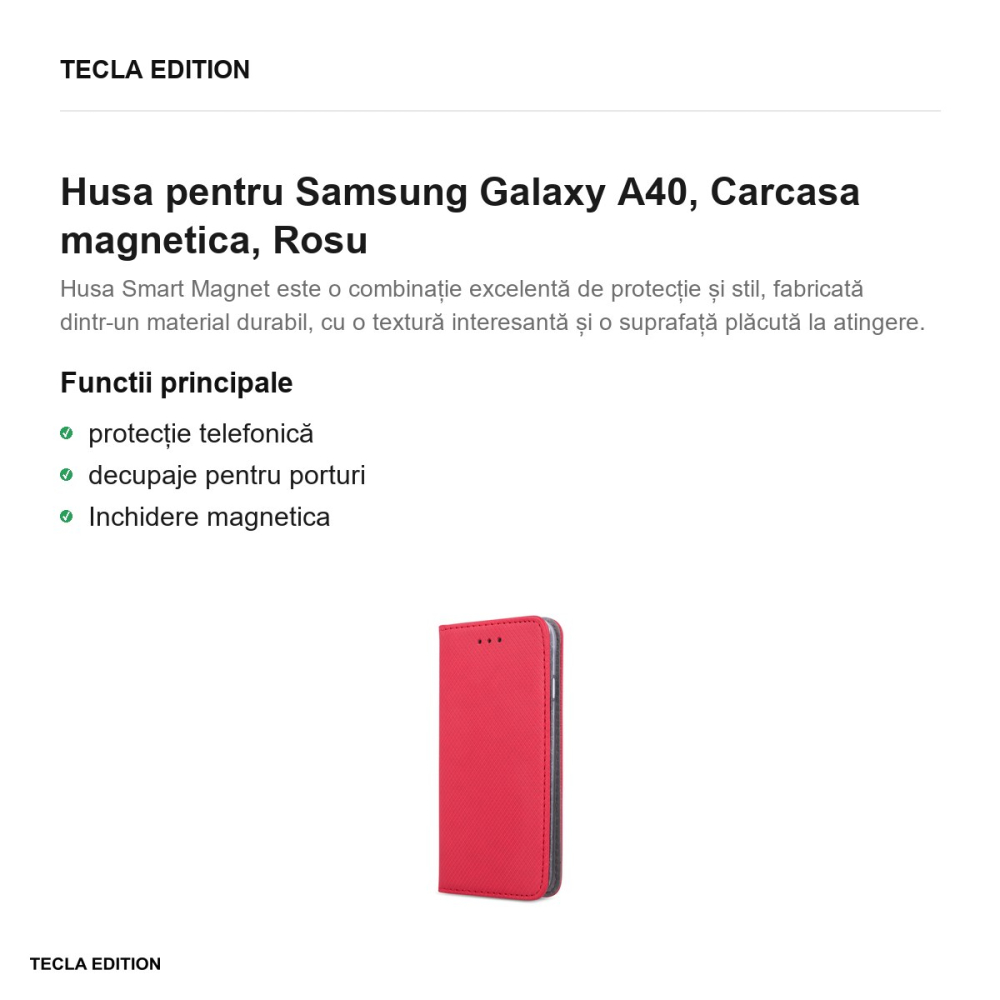 Husa pentru Samsung Galaxy A40, Carcasa magnetica, Rosu [2]