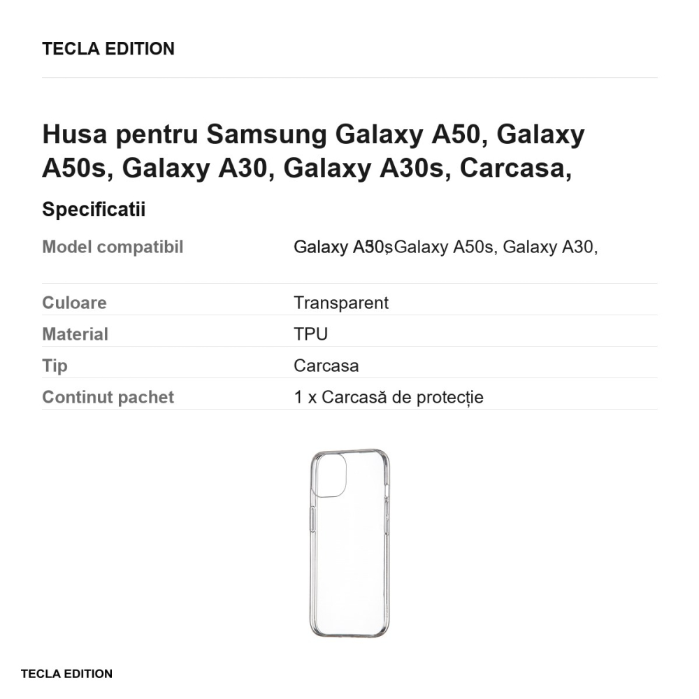 Husa pentru Samsung Galaxy A50, Galaxy A50s, Galaxy A30, Galaxy A30s, Carcasa, Transparent [3]