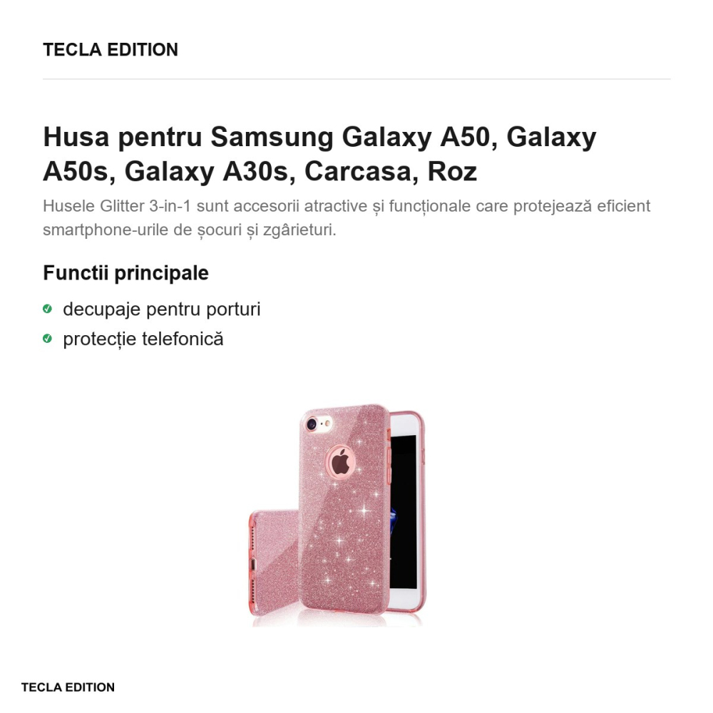 Husa Glitter 3in1 pentru Samsung Galaxy A50, Galaxy A50s, Galaxy A30s, Carcasa, Roz [2]