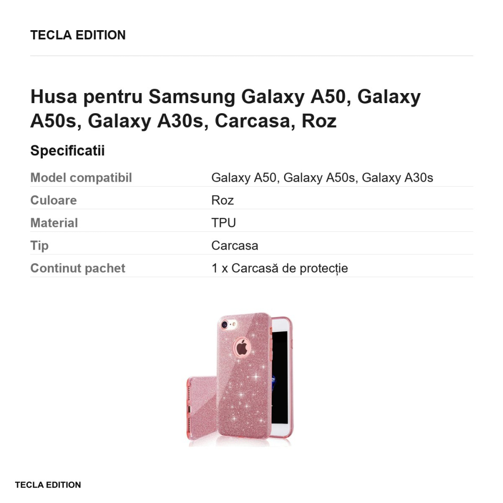 Husa Glitter 3in1 pentru Samsung Galaxy A50, Galaxy A50s, Galaxy A30s, Carcasa, Roz [3]