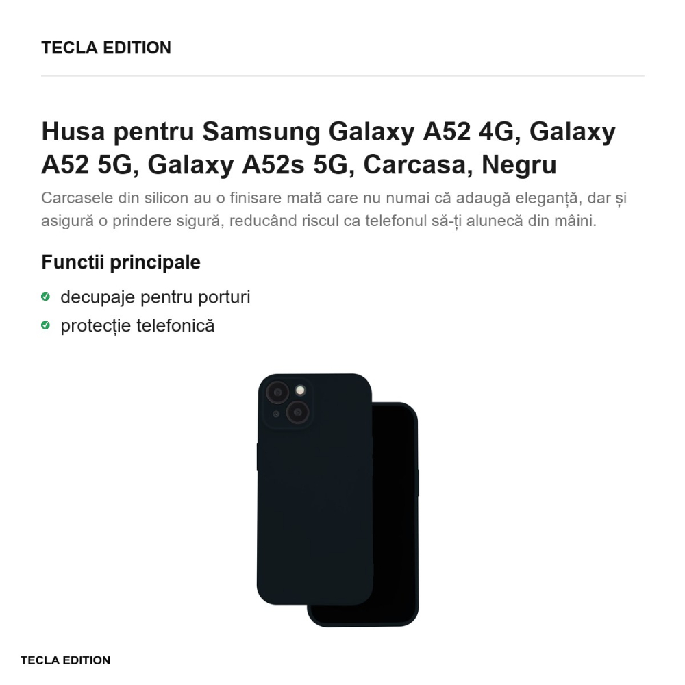 Husa pentru Samsung Galaxy A52 4G, Galaxy A52 5G, Galaxy A52s 5G, Carcasa, Negru [2]