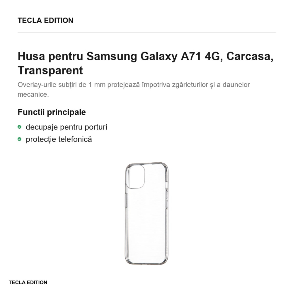 Husa pentru Samsung Galaxy A71 4G, Carcasa, Transparent [2]