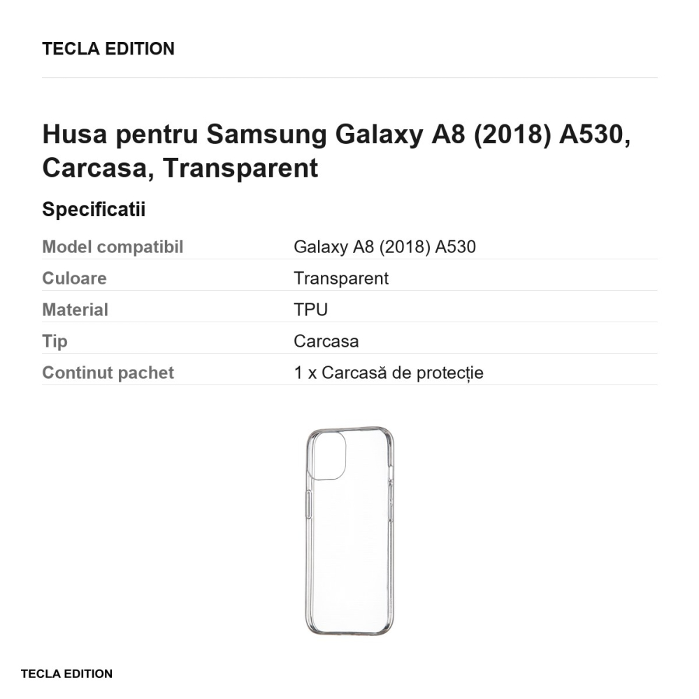 Husa pentru Samsung Galaxy A8 (2018) A530, Carcasa, Transparent [3]
