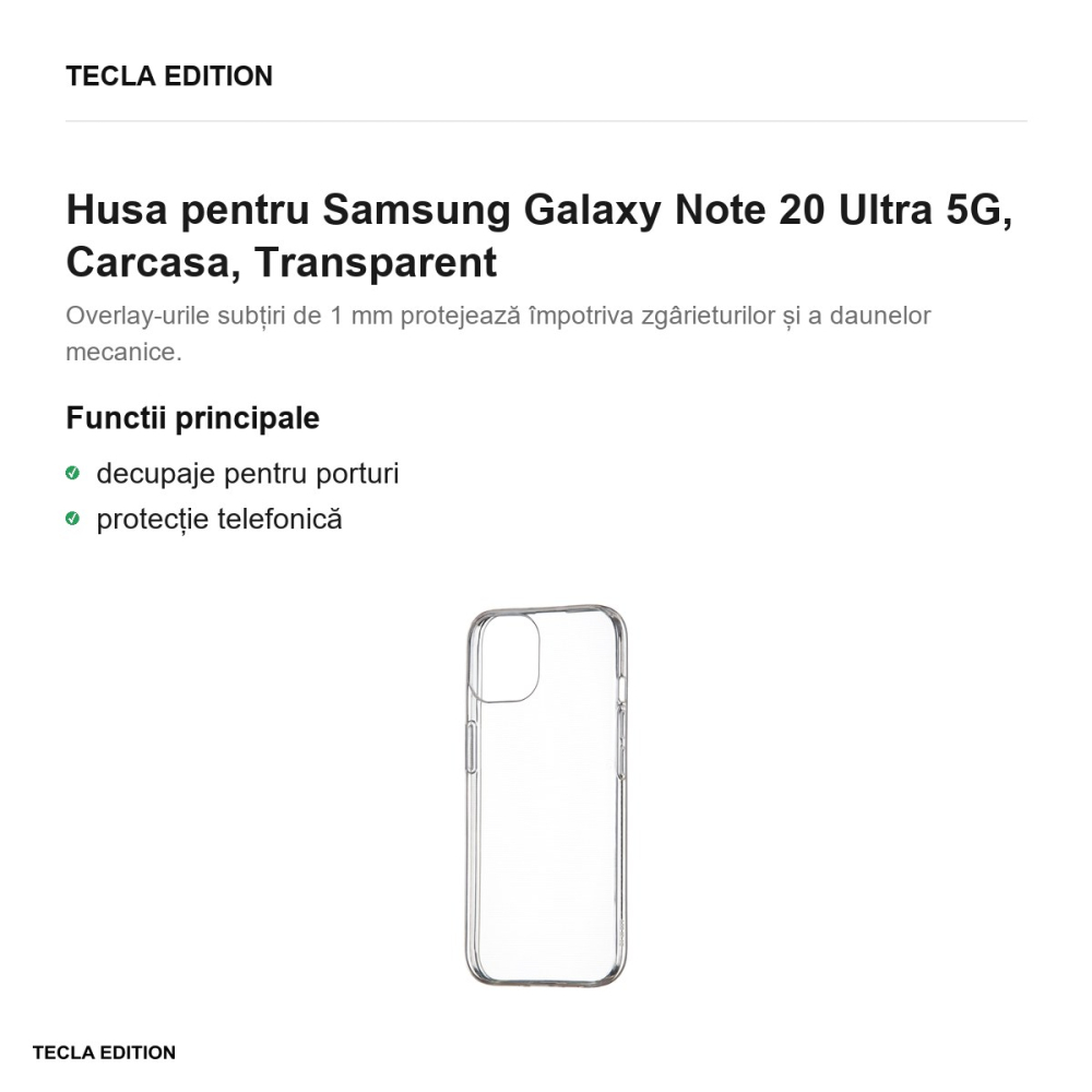 Husa pentru Samsung Galaxy Note 20 Ultra 5G, Carcasa, Transparent [2]