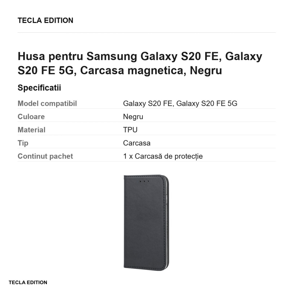 Husa pentru Samsung Galaxy S20 FE, Galaxy S20 FE 5G, Carcasa magnetica, Negru [3]