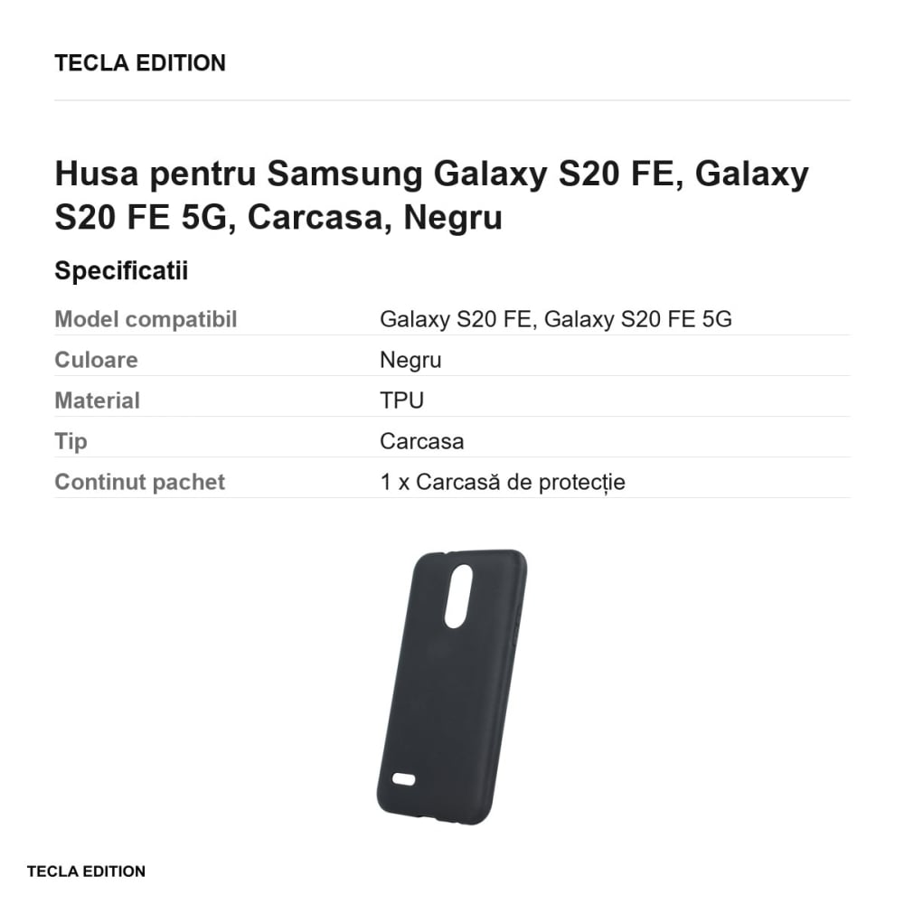Husa pentru Samsung Galaxy S20 FE, Galaxy S20 FE 5G, Carcasa, Negru [3]