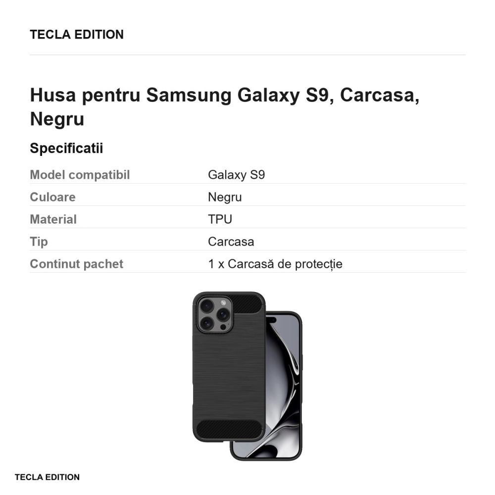 Husa pentru Samsung Galaxy S9, Carcasa, Negru [3]