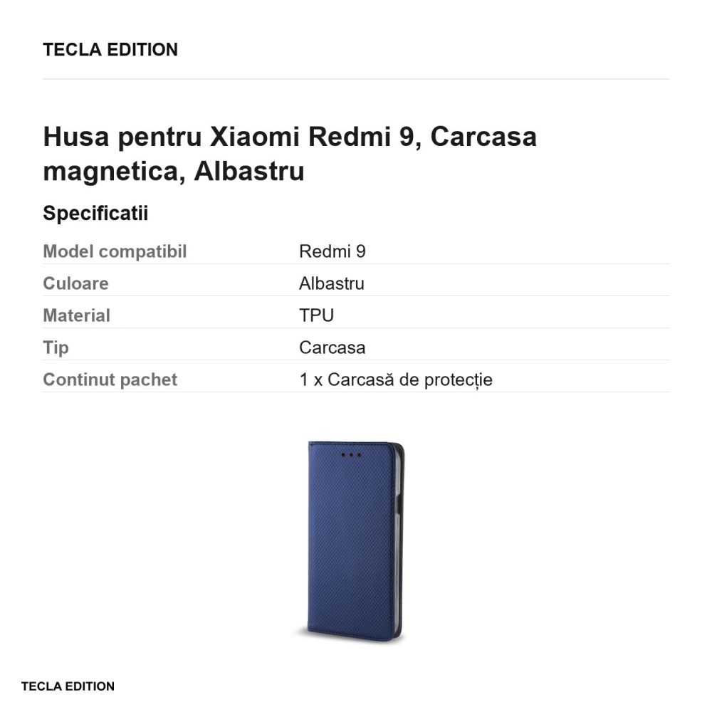 Husa pentru Xiaomi Redmi 9, Carcasa magnetica, Albastru [3]