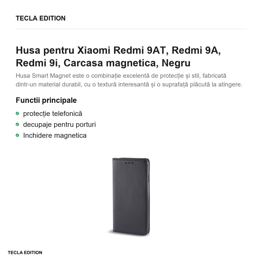 Husa pentru Xiaomi Redmi 9AT, Redmi 9A, Redmi 9i, Carcasa magnetica, Negru [2]