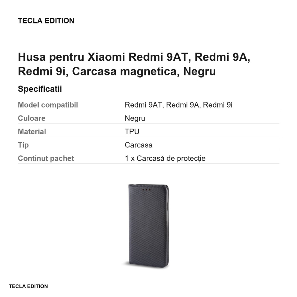 Husa pentru Xiaomi Redmi 9AT, Redmi 9A, Redmi 9i, Carcasa magnetica, Negru [3]