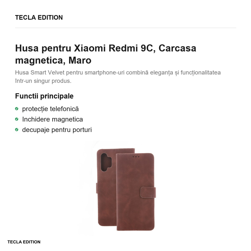 Husa pentru Xiaomi Redmi 9C, Carcasa magnetica, Maro [2]