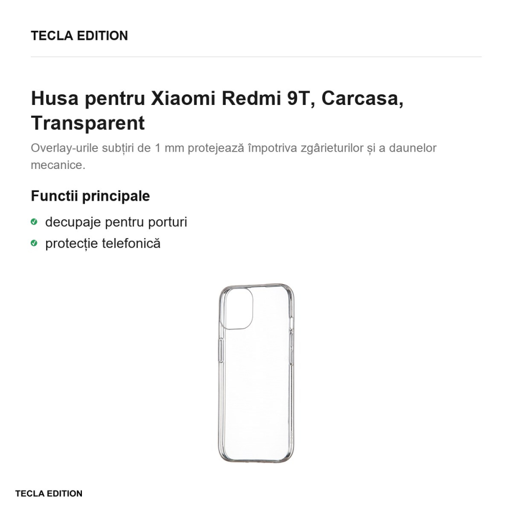 Husa pentru Xiaomi Redmi 9T, Carcasa, Transparent [2]