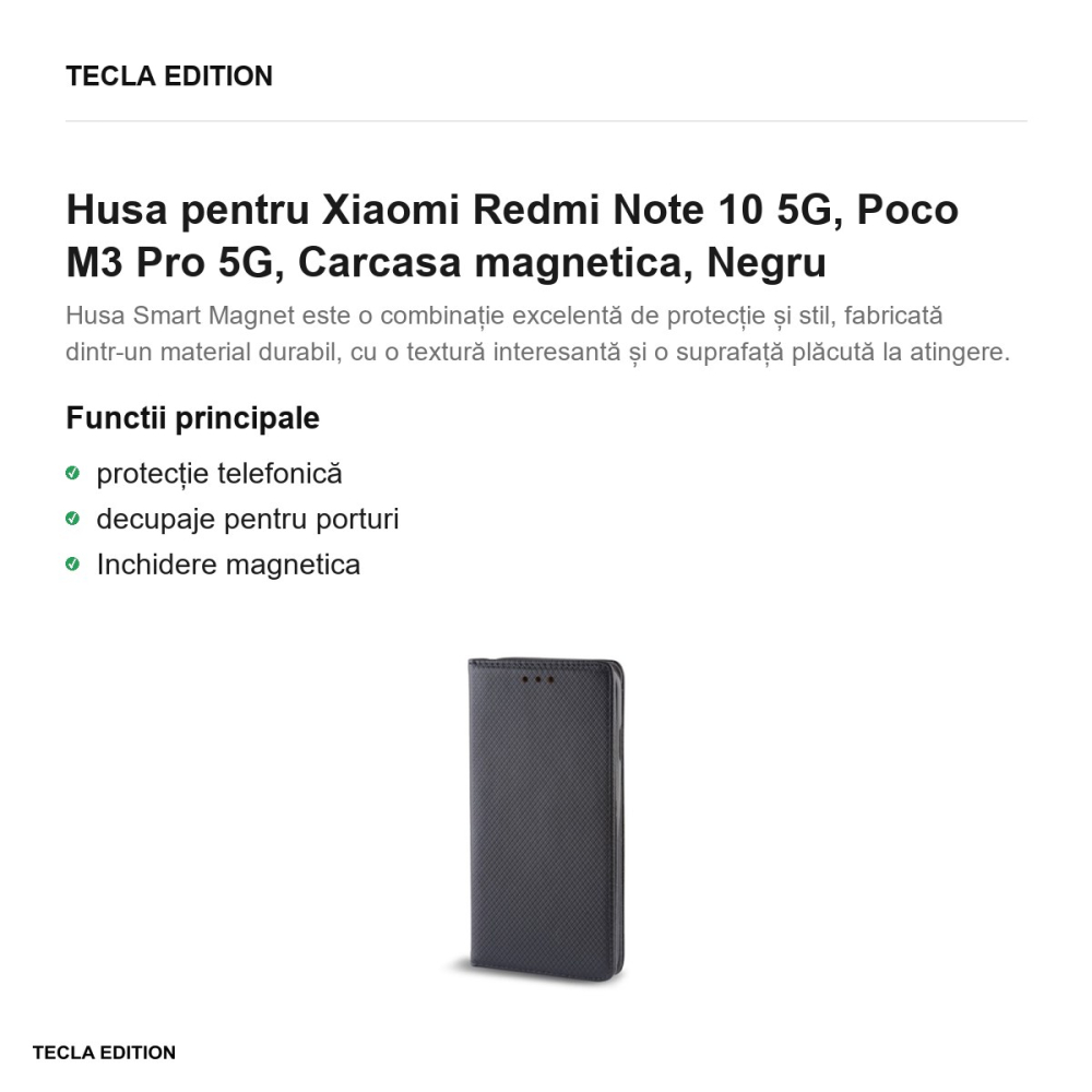 Husa pentru Xiaomi Redmi Note 10 5G, Poco M3 Pro 5G, Carcasa magnetica, Negru [2]