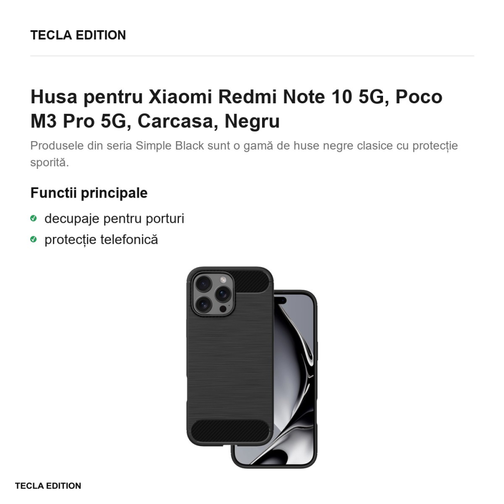 Husa pentru Xiaomi Redmi Note 10 5G, Poco M3 Pro 5G, Carcasa, Negru [2]