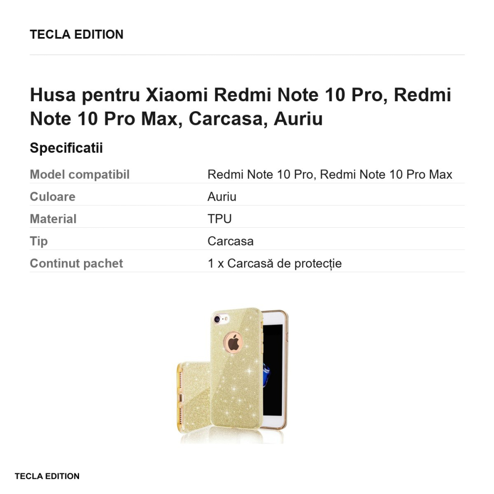 Husa pentru Xiaomi Redmi Note 10 Pro, Redmi Note 10 Pro Max, Carcasa, Auriu [3]
