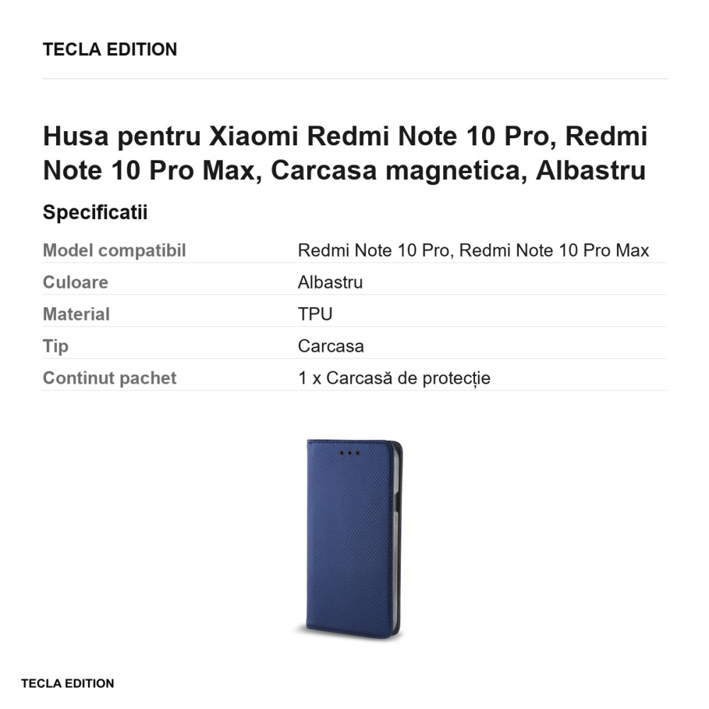Husa pentru Xiaomi Redmi Note 10 Pro, Redmi Note 10 Pro Max, Carcasa magnetica, Albastru [3]