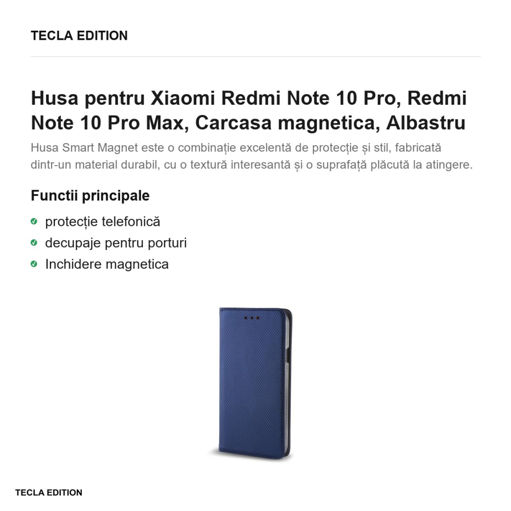 Husa pentru Xiaomi Redmi Note 10 Pro, Redmi Note 10 Pro Max, Carcasa magnetica, Albastru [2]