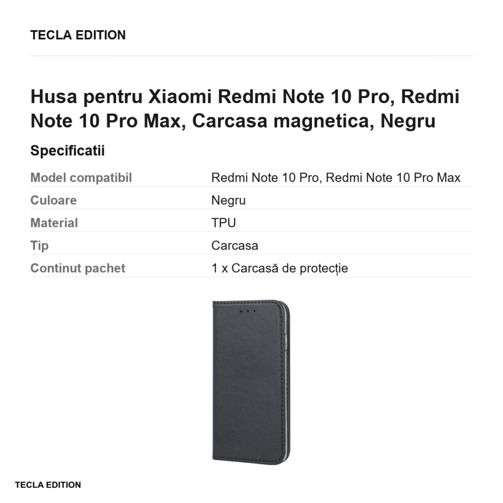 Husa pentru Xiaomi Redmi Note 10 Pro, Redmi Note 10 Pro Max, Carcasa magnetica, Negru [3]