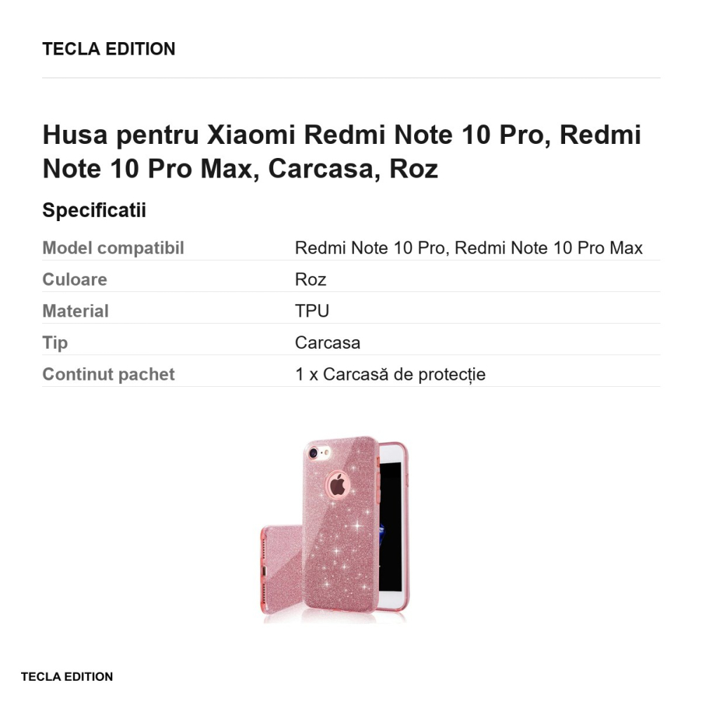 Husa pentru Xiaomi Redmi Note 10 Pro, Redmi Note 10 Pro Max, Carcasa, Roz [3]