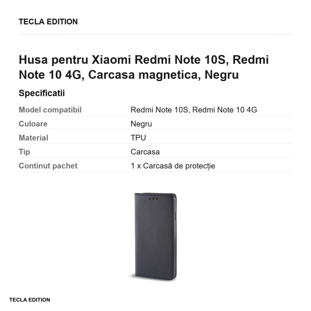 Husa pentru Xiaomi Redmi Note 10S, Redmi Note 10 4G, Carcasa magnetica, Negru [3]