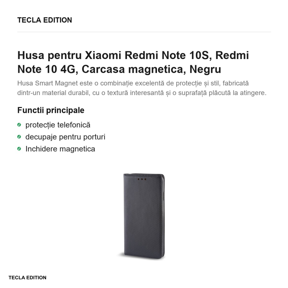 Husa pentru Xiaomi Redmi Note 10S, Redmi Note 10 4G, Carcasa magnetica, Negru [2]