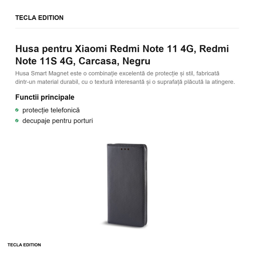 Husa pentru Xiaomi Redmi Note 11 4G, Redmi Note 11S 4G, Carcasa, Negru [2]