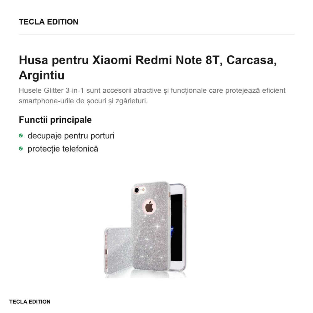 Husa pentru Xiaomi Redmi Note 8T, Carcasa, Argintiu [2]