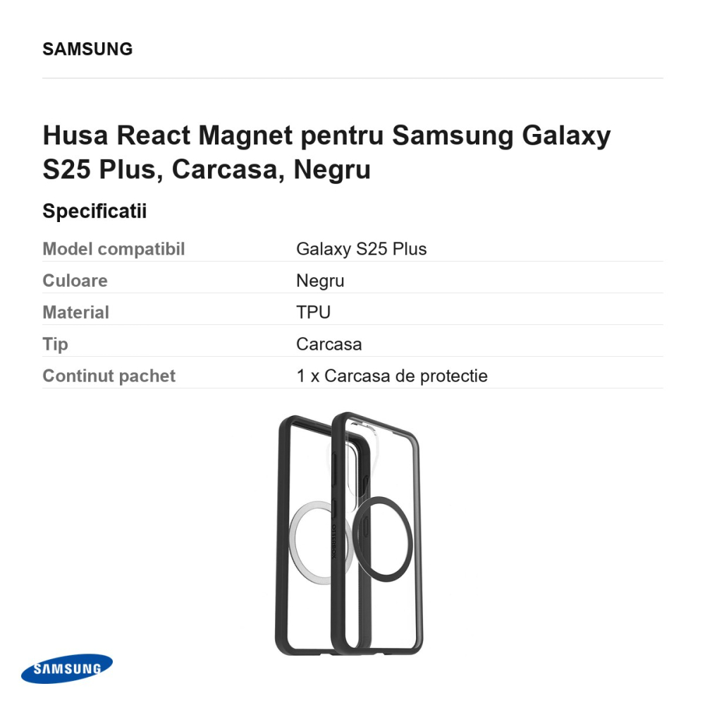 Husa React Magnet pentru Samsung Galaxy S25 Plus, Carcasa, Negru [3]