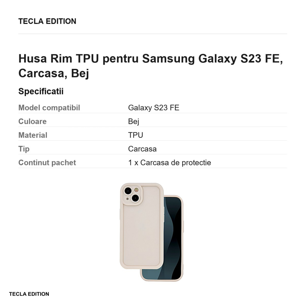 Husa Rim TPU pentru Samsung Galaxy S23 FE, Carcasa, Bej [3]