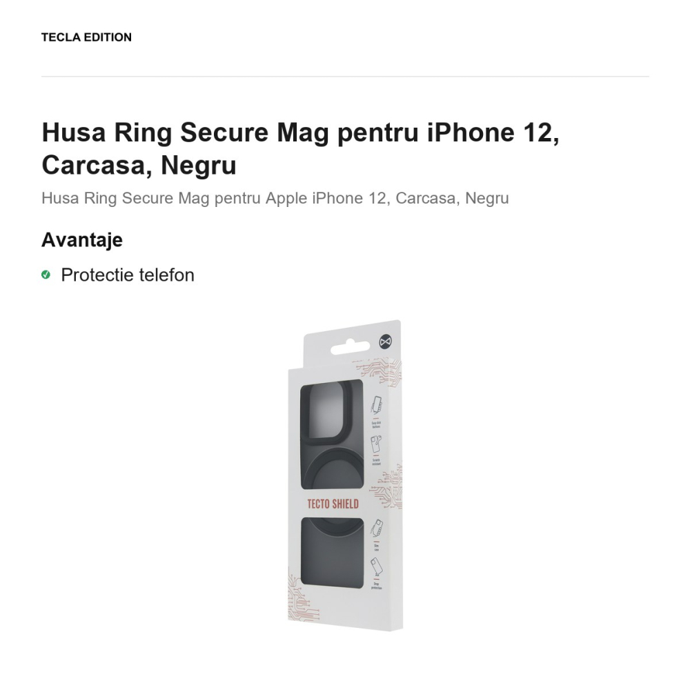 Husa Ring Secure Mag pentru iPhone 12, Carcasa, Negru [2]
