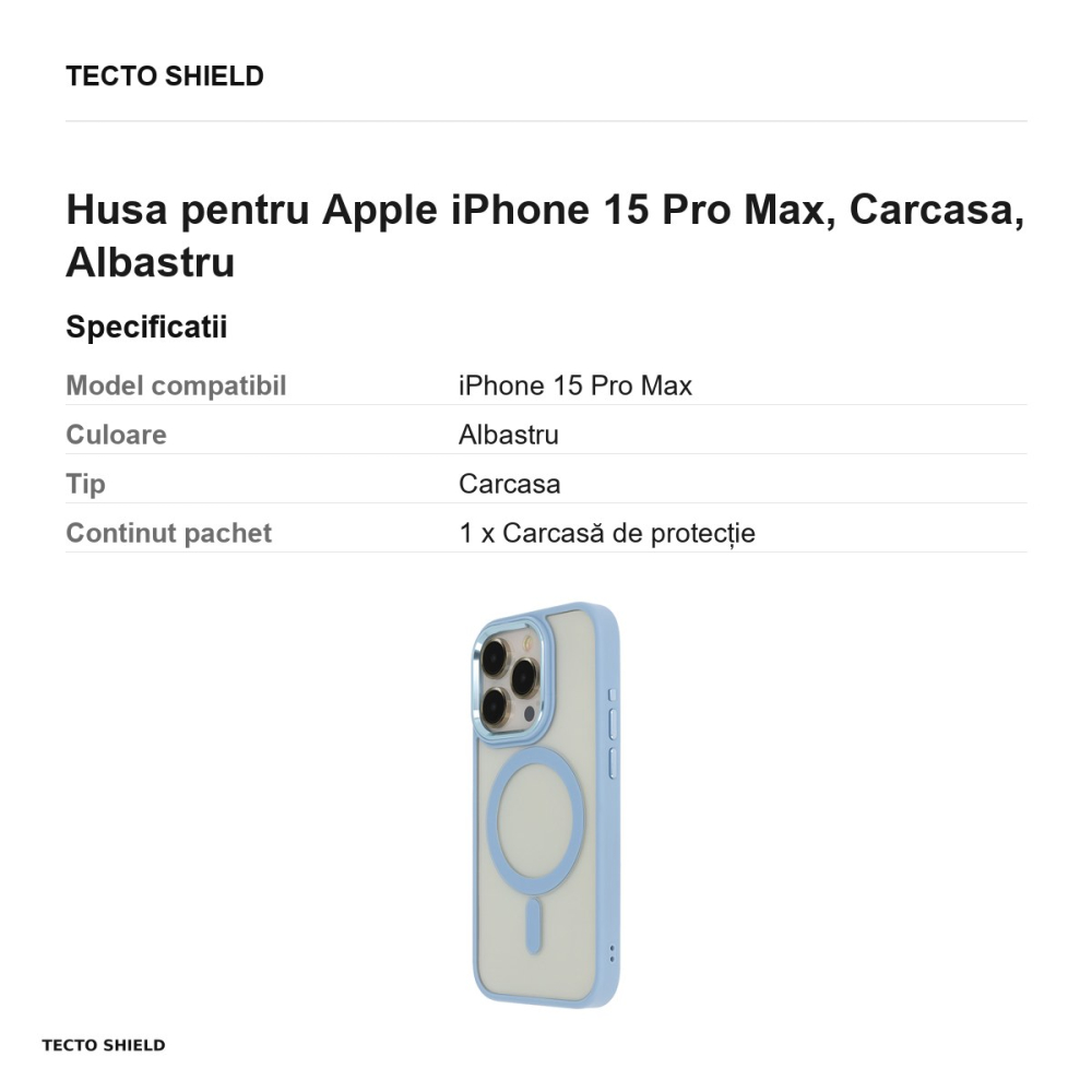 Husa Satin Elegant Mag pentru Apple iPhone 15 Pro Max, Carcasa, Albastru [3]