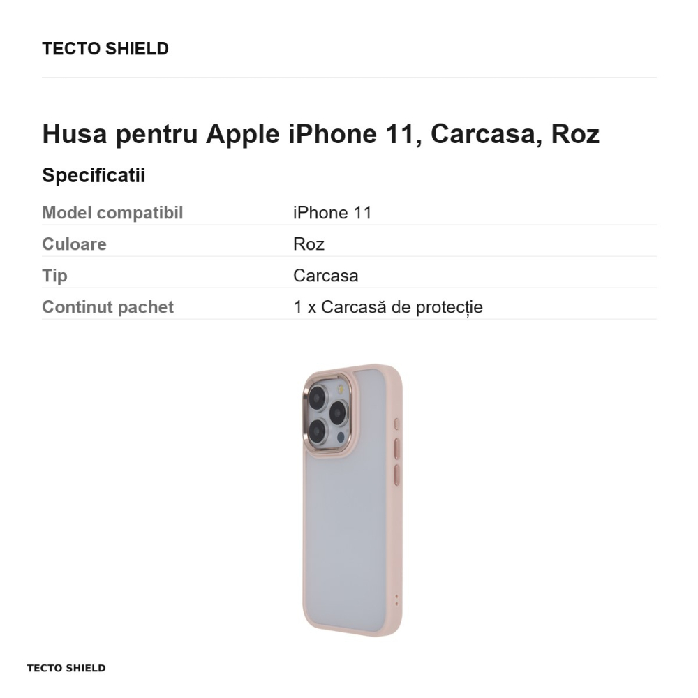 Husa Satin Elegant Matt pentru Apple iPhone 11, Carcasa, Roz [3]