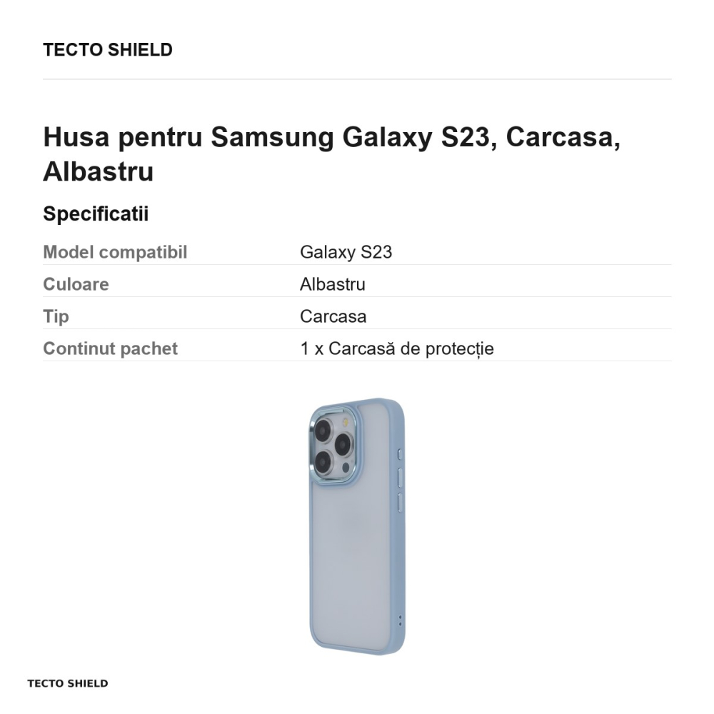 Husa Satin Elegant Matt pentru Samsung Galaxy S23, Carcasa, Albastru [3]