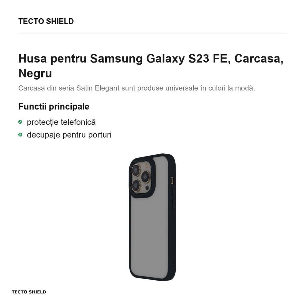 Husa Satin Elegant Matt pentru Samsung Galaxy S23 FE, Carcasa, Negru [2]