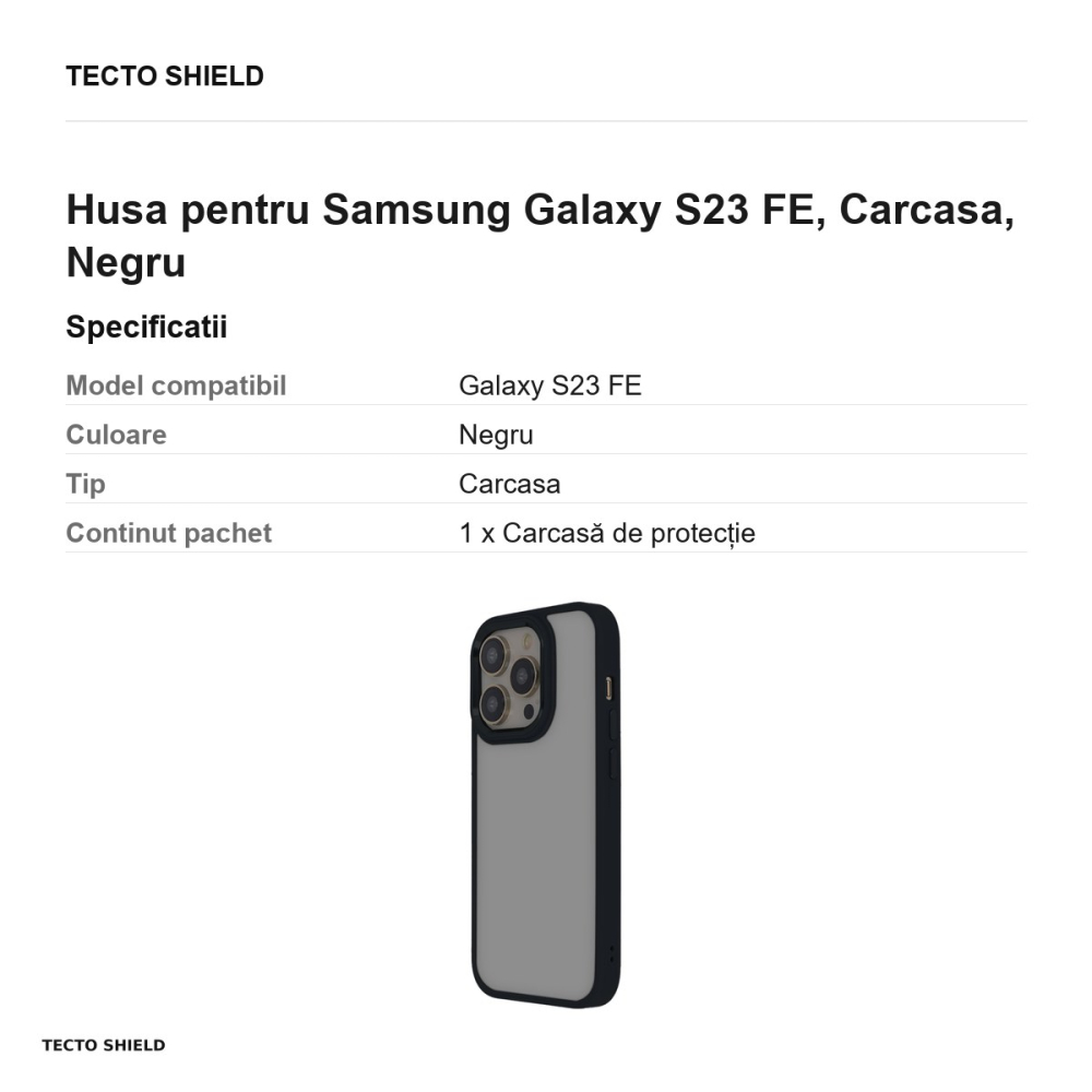 Husa Satin Elegant Matt pentru Samsung Galaxy S23 FE, Carcasa, Negru [3]