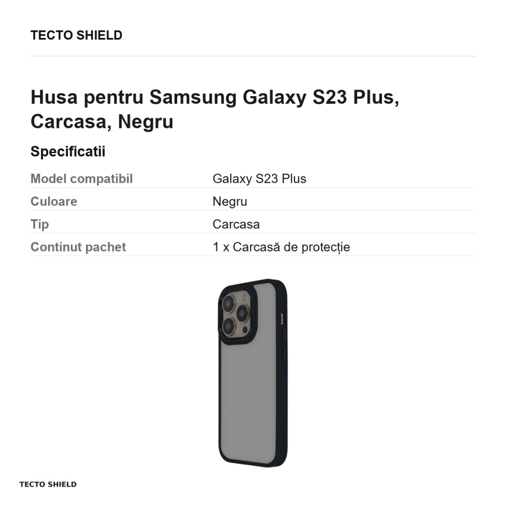 Husa Satin Elegant Matt pentru Samsung Galaxy S23 Plus, Carcasa, Negru [3]