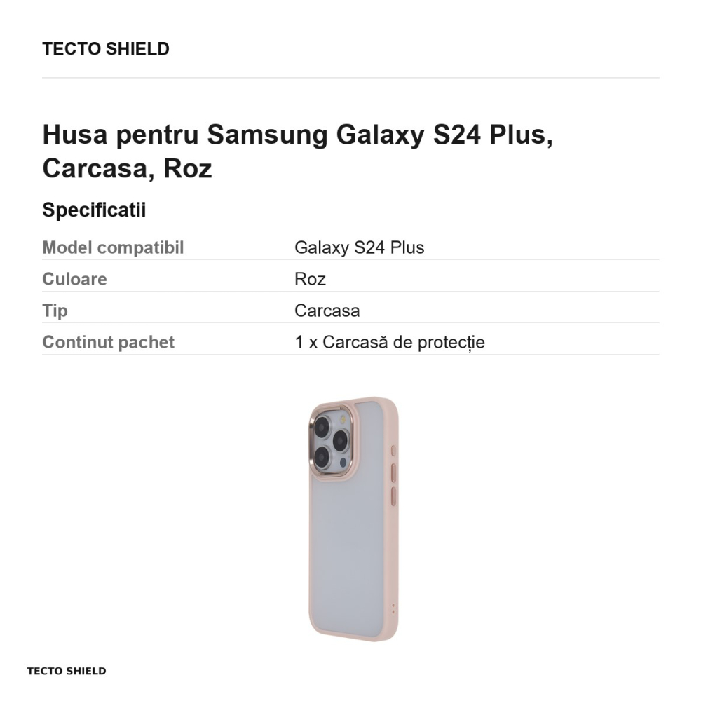Husa Satin Elegant Matt pentru Samsung Galaxy S24 Plus, Carcasa, Roz [3]